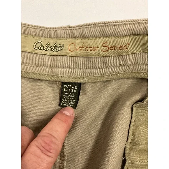 Men's Khaki Cabela's Outfitter Series Pants Adjustable Waist Flat Front 40 X 34 - Picture 5 of 12